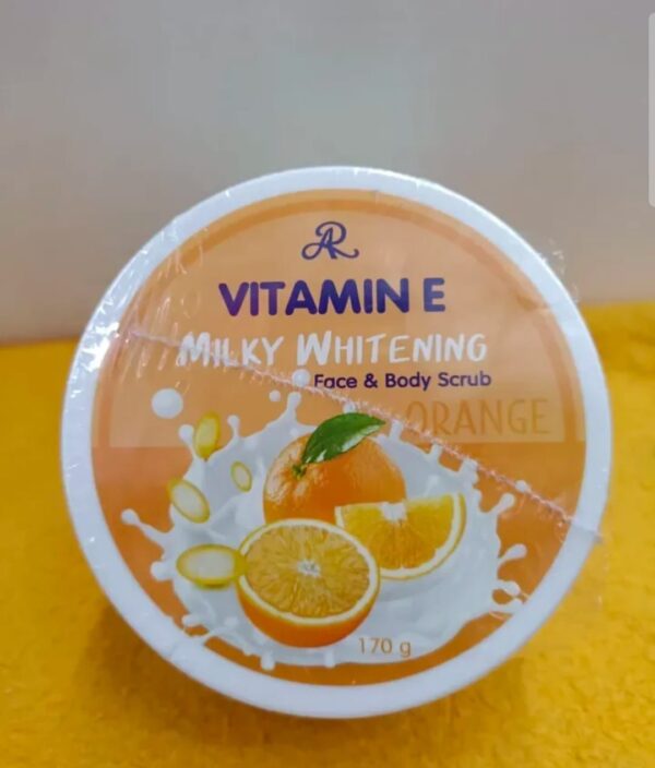 Orange vitamin E whitening body scrub